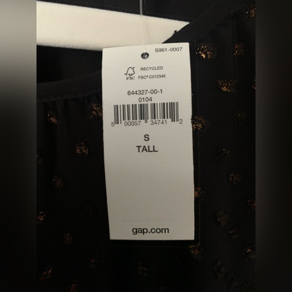 Gap Women’s Black Blouse with Copper Dots Size Small Tall - NWT - Picture 4 of 4